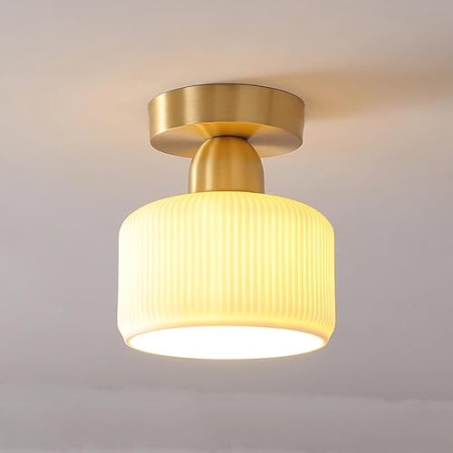 Lámpara de techo semiempotrada de cerámica moderna de mediados de siglo, latón vintage, cerca del techo, lámpara para pasillo, cocina, entrada,