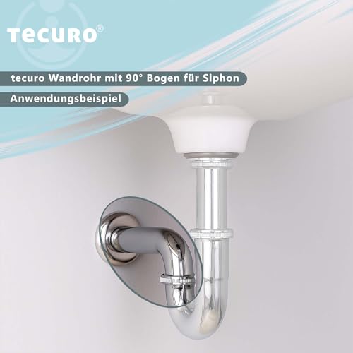 tecuro Wandrohr mit 90° Bogen für Siphon Waschbecken, Ø 32 mm, Länge 300 mm kürzbar, Edelstahl verchromt, Geruchsverschluss
