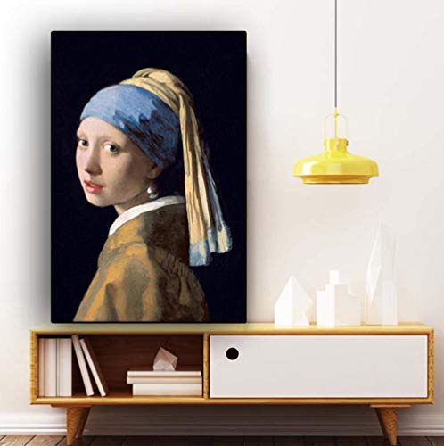 XUSANSHI Printed Bild Das Mädchen mit dem Perlenohrring Leinwand-Kunstbild für Wohnzimmer Wand Kunst Hause Büro Schlafzimmer Dekor No Frame 40x50 cm