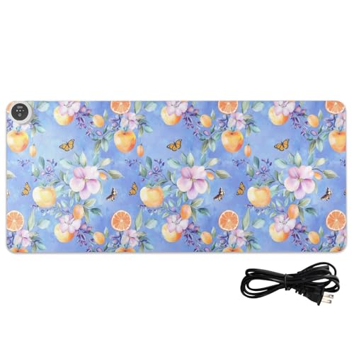 Tapis de souris chauffant en cuir 80x33 cm motif orange