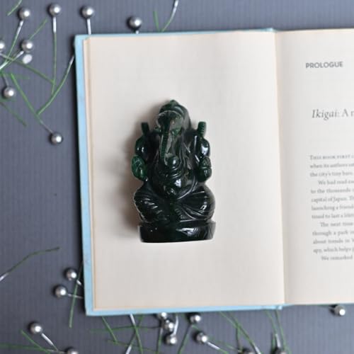 Image of Jade Laxmi Ganesha Idols 8cm for Wealth, Fame, Prosperity,Luck, Peace, Housewarming Pooja, Healing Crystal Gift