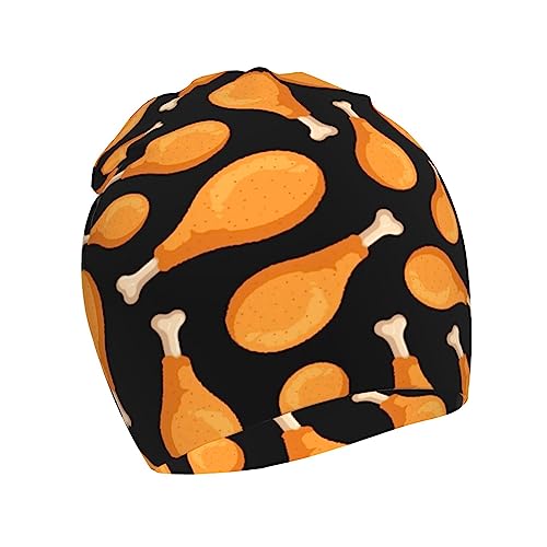 Rqzwdq Fried Chicken Legs Pattern Kids Beanie Hats Warm Knit Beanie Cap Skull Caps Gifts Decor for Boys Girls White