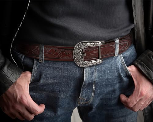 Image of BELTROAD Mens Ratchet Western Belt Leather Cowboy Belts for Men with Automatic Western Buckle Belt for Jeans Christmas Gifts