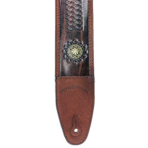 Walker & Williams Ge-106 antique Noyer estampée Sangle rembourrée avec Laiton Conchos - Les Beatles, Paul McCartney, John Lennon, RIngo Starr, George Harrison Walker & Williams Ge-106 antique Noyer estampée Sangle rembourrée avec Laiton Conchos – Image 6