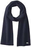 Lacoste Men's Classic Wool Ribbed Scarf, Navy Blue, One Size