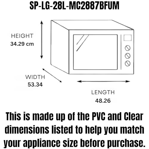 Image of PVC Microwave Oven Cover for LG-28L-MC2887BFUM | Full Closure Zip | Waterproof & Dustproof | Attractive Digital Print | Wipe Clean | Kitchen Decor | 51x30.5x49.4cm | Blue Grey Leaf Design