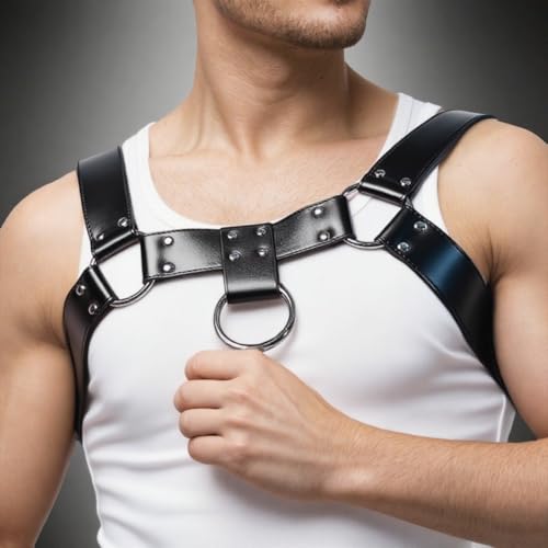 Men's Chest Harness Belt, Body Harness for Men, Adjustable PU Leather Male Punk Chest Belt Shoulder Harness Muscle Show Fashion Costumes for Cosplay and Party2