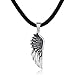 Produktbild DonDon Herren Halskette Leder 50 cm und Anhänger Flügel aus Edelstahl verpackt in einem schwarzen Samtbeutel