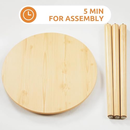 Image of END Table Side Table, Round Solid Wood End Table Coffee Table Flower Stand Small Spaces, Easy Assembly Modern Bedside Table (Full Natural)