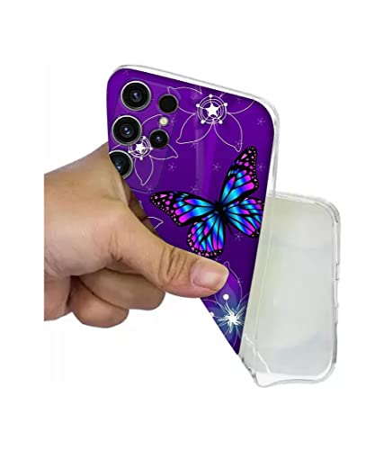 Image of Amazon Brand- Solimo Butterflies Design Printed Silicon Soft TPU Back Case Cover Compatible for Samsung Galaxy S23 Ultra 5G