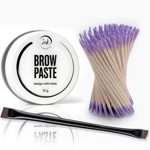 Ink Permanent Kit de cartographie des sourcils, pâte de contour des sourcils avec brosse double face, cotons-tiges