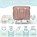 Pritent Diaper Bag Tote for Working Mom, Large Travel Diaper Tote for Mom and Dad with 14 Inch Laptop Sleeve, Mommy Maternity Travel Baby Bag for Boys and Girls, Pink