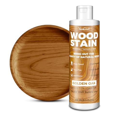 Teinte à Bois 250ml Chêne Doré à Base d’Eau, Lasure et Peinture pour Meubles Intérieurs Extérieurs, Portes Placards Étagères, Wood Stain Mat, Séchage Rapide,...