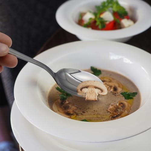 Image of Dinner Spoons Set,12-Piece 7.5 Inches Stainless Steel Dinner Spoons,18 /10 Stainless Steel Food Grade small spoons, Dinner Spoons For Home,Kitchen or Restaurant,Mirror Polished & Dishwasher Safe