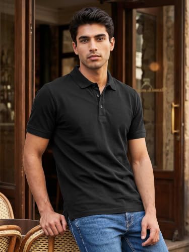 Image of Beyoung Imported Poly Regular Fit Solid Polo Tshirt for Men | Collar Tshirt | Half Sleeves | Solid Casual T-Shirt