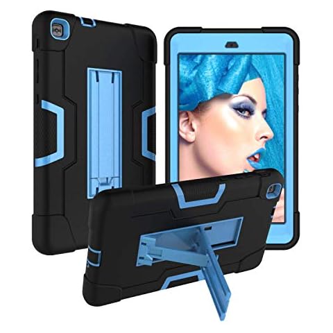 Koolbei for LG G Pad F2 8.0 LK460/LG G Pad X II 8.0 Plus Case,Heavy-Duty Drop-Proof and Shock-Resistant Rugged Hybrid(with Built-in Stand) Case (Black/Blue) Cover