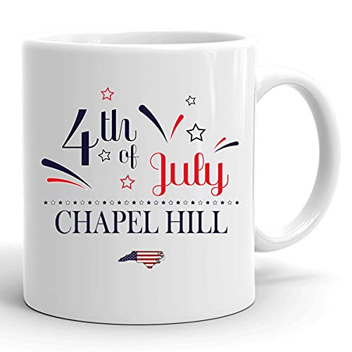 Personalized 4th of July Mug Chapel Hill NC USA Flag 11oz