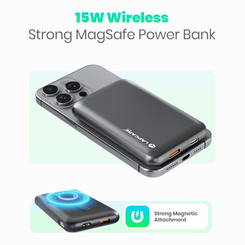Image of Lapcare Riveraa10000mAh Pocket Power Bank | 22.5W Super Fast Wired Charging | 15W MagSafe Wireless Charging | Dual Output & Type-C Input | Compact & Portable | Made in India - Black