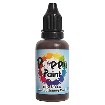 Brown Edible Poppy Paint, Fast Drying Poppy Paint for Cake Pops, Cookies, Chocolates Premium Quality Poppy Paint to be used on Glaze Icing, Fondant, Wafer Paper, Candy 30ml - Brown