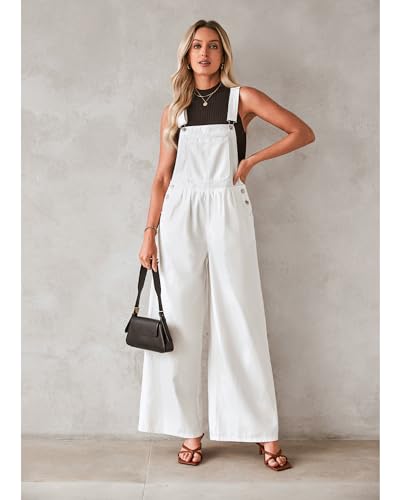 Image of luvamia Denim Overalls for Women Wide Leg One Piece Jean Jumpsuits Fashion Baggy Bib Overall Loose Fit Pleated Pockets