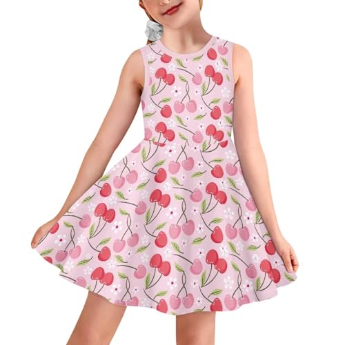 Gilrs Cute Sleeveless Crew Neck Dresses Casual Twirly Dresses for Girls 3-16Years Old