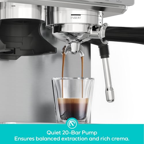 Image of CASABREWS MARENZA Espresso Machine with Built-in Grinder and Steam Wand | Coffee Machine with Milk Frother Steam Wand and LCD Display, Barista-Quality Cappuccino Latte Machine for Home Use