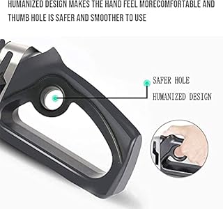 Stanz (TM) 3 Stage Knife Sharpener, Professional Knife Sharpening System for Kitchen Knives, Both Steel & Ceramic Knives & Blades with Slip-Resistant Rubber Feet, Black