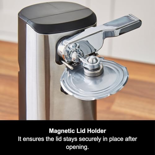 Morphy Richards 3-in-1 Electric Tin Can Opener, Knife Sharpener and Bottle Cap Remover, Magnetic Lid Holder, Hands Free, Safe Cleaning, Automatic Start and Stop, Cord Storage, Stainless Steel, 432030 - Image 6