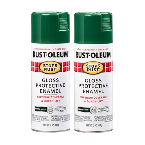 Image of Rust-Oleum 7738830 Stops Rust Spray Paint, 12 oz, Gloss Hunter Green, 2 Pack