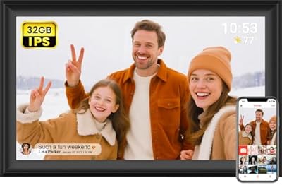 Frameo 15.6 Inch Large Digital Photo Frame, Digital Picture Frame WiFi, IPS HD Touch Screen, 32GB Storage, Photo Frame with Auto-Rotate Instant Share Photo/Video Sharing via Frameo App, Gift for Mom