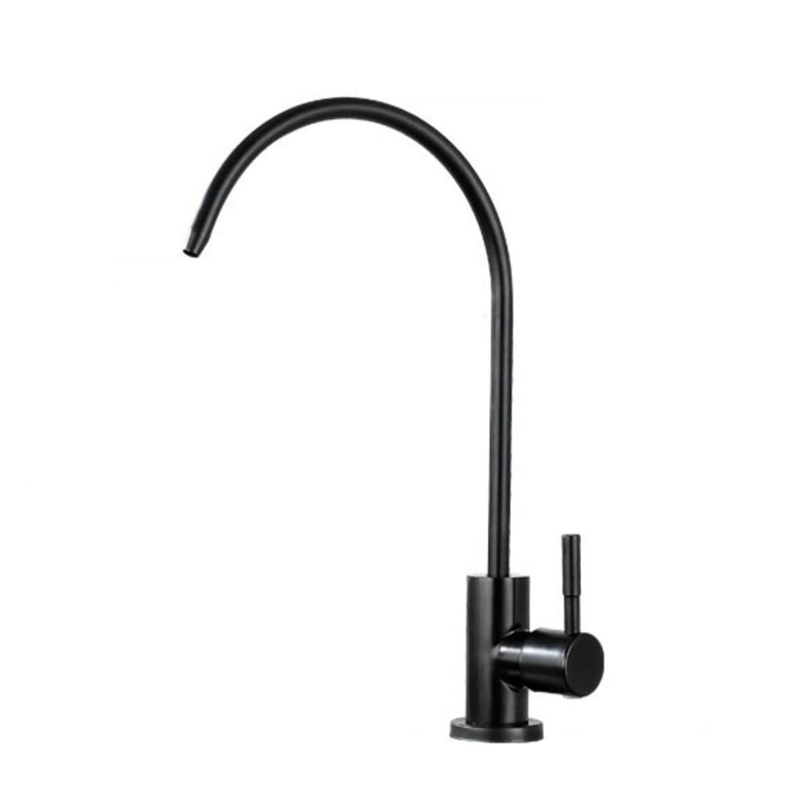 Faucet Kitchen Sink Faucet with Filter Drinking Water Swan Neck Design Single Handle Swivel Spout Brushed Nickel Cooling Tap (Black A)