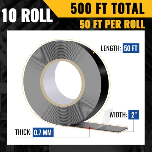 Image of VIVIDA Butyl Joist Tape for Decking 2 inch x 50' (10 Roll), Waterproof Deck Joist Butyl Sealant Tape for Wood Beams, Roof