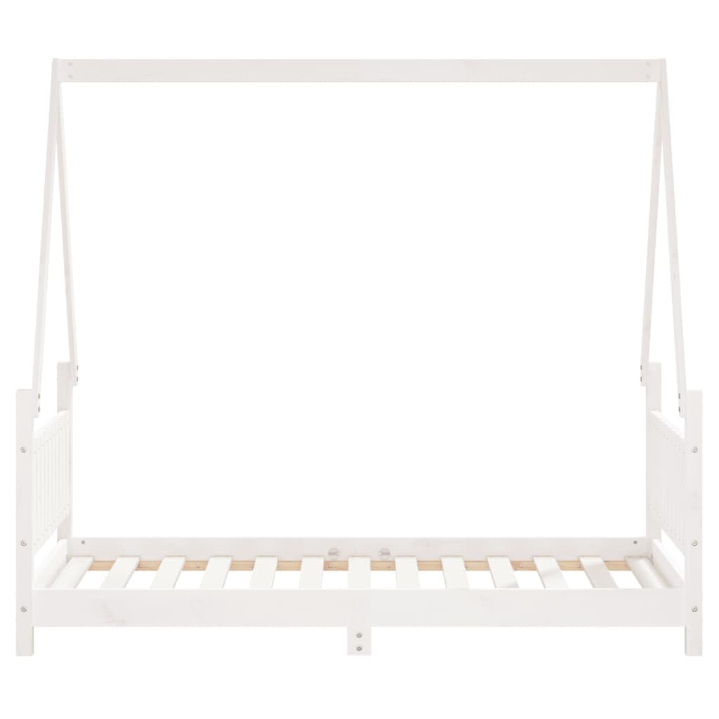 Łóżko dziecięce, białe, 80 x 160 cm, z litego drewna sosnowego, konstrukcja łóżka, niska wysokość, stabilne listwy, odpowiednie dla dzieci od 4 lat, łącznie z miejscem do przechowywania