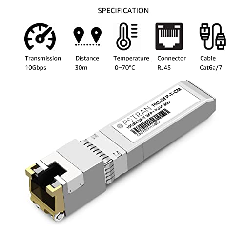 Image of 10GBASE-T SFP+ RJ45 Copper Transceiver Module Compatible with Cisco Meraki MA-SFP-10GB-T 10G SFP+ 30m Cat6a /7