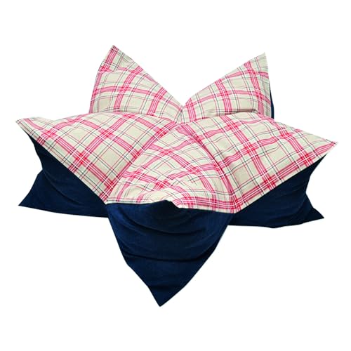 Aumüller Sternenkissen Karo, Beige/Blau - 70 cm - Liegekissen für Hunde und Katzen
