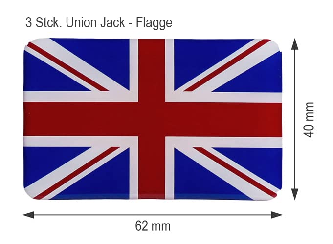 BIKE-label Adesivo 3D per auto, moto, bandiera Union Jack, 70 x 37 mm, X300533VA