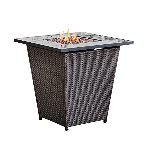 Teamson Outdoor Propane Fire Pit Table, Espresso Brown