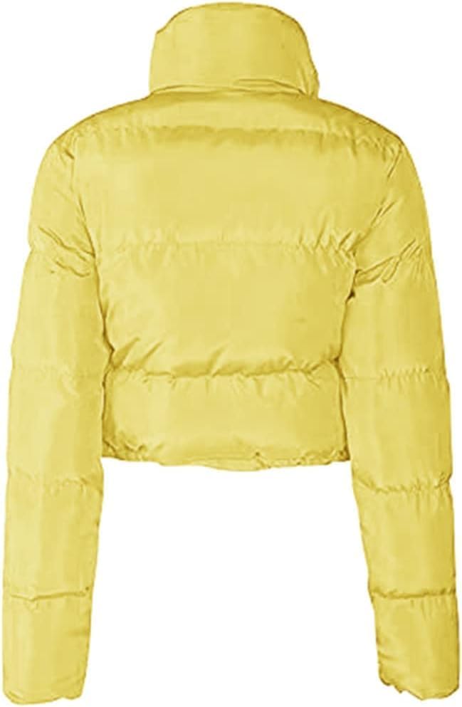 Ebifin Womens Cropped Lightweight Quilted Jackets Full Zipper Warm Coats Winter Stand Collar Drawstring Outerwears - Image 3
