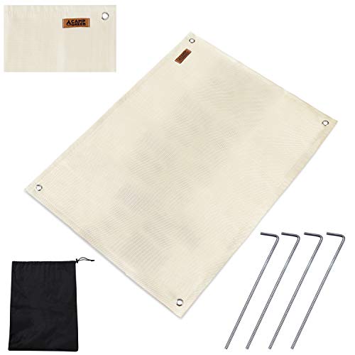 キャンプグリーブ 焚き火シート 焚き火台シート 80cm × 60cm ハトメつき ペグつき 日本語説明書つき