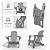 THOEOE Folding Adirondack Chair,HDPE All-Weather Outdoor Chair with Cup Holder,Wooden Textured,Fire Pit Chair,Plastic Patio Chair for Deck,Backyard,Garden,Lawn, Grey