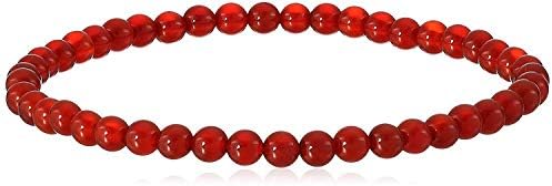 LTC Designs 4mm Smooth Round Red Agate (Carnelian) Stretch Bracelet, 6.5"