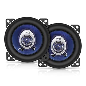 Pyle 4″ Car Sound Speaker (Pair) – Upgraded Blue Poly Injection Cone 2-Way 180 Watt Peak w/ Non-fatiguing Butyl Rubber Surround 110 – 20Khz Frequency Response 4 Ohm & 3/4″ ASV Voice Coil – PL42BL