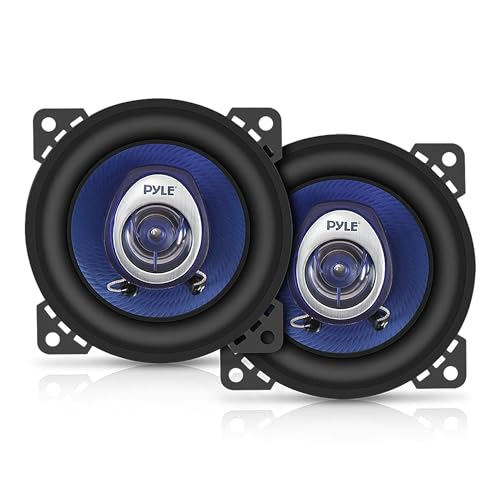 Pyle 4' Car Sound Speaker (Pair) - Upgraded Blue Poly Injection Cone 2-Way 180 Watt Peak w/...