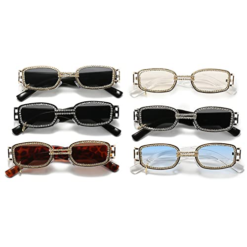 laureles Fashion Diamond Square Sunglasses Men Women Small Frame Rhinestone Punk Goggle Glasses4