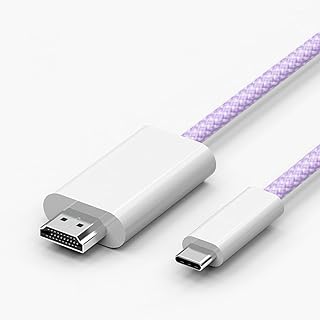 VAVIICLO高耐久ナイロン USB Type C HDMI 変換ケーブ【4K@60Hz】1.8M接続ケーブル Thunderbolt3/4 タイプC to hdmi 対応iPhone 15/iPhone 15 Pro Max/MacBook Pro/iPad Pro/Google Pixelbook/Galaxyその他USB-C機器 (ケーブル パープル)