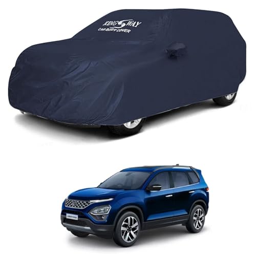 Image of KINGSWAY Accessories Waterproof Car Cover Only Compatible with Tata Safari Year 2021 to 2023, Mirror Pockets, Bird Poop, All Weather, Scratch and UV Protection Car Body Cover, Grey