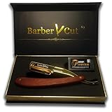 Rasoir homme Barber Cut coffret cadeau homme coupe choux en acier inoxydable couleur Or et bois précieux kit barbe Avec Pack 5 doubles lame rasoir professionnel