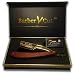 Rasoir homme Barber Cut coffret cadeau homme coupe choux en acier inoxydable couleur Or et bois précieux kit barbe Avec Pack 5 doubles-lame rasoir professionnel