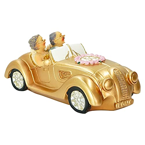 Luwint 50Th Wedding Anniversary Statues Golden Wedding Elderly Couple In Car Figurines Coins Bank Collectibles Wedding Engagement Celebrating Decoration For Parents Grandparents #TOP1