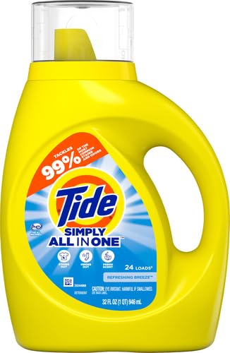 Image of Tide Simply All-In-One Liquid Laundry Detergent, Refreshing Breeze Scent, 24 Loads, 34 Fl Oz